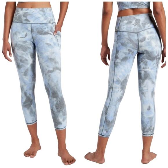 ATHLETA Salutation Stash Pocket II High Rise Capri Tight Legging Yoga Blue Gray - Picture 1 of 11